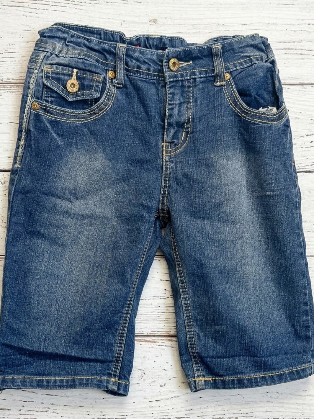 Z Cavaricci Adjustable  Waist Blue Denim Shorts Girls Size 16